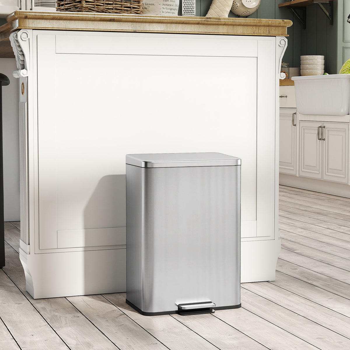 Poubelle de Cuisine 20 L en Acier Inoxydable, Poubelle avec Pédale, Couvercle à Fermeture Douce, Argenté