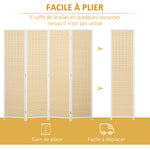 Paravent en bois séparateur de pièce closion de séparation pliable 4 panneaux 180 x 180 cm bois naturel