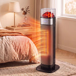 Keramik-Zusatzheizung 2000W, Elektrischer WLAN-Heizkörper, App- & Sprachsteuerung, 5 Modi, 3D-Flammeneffekt, Schwarz