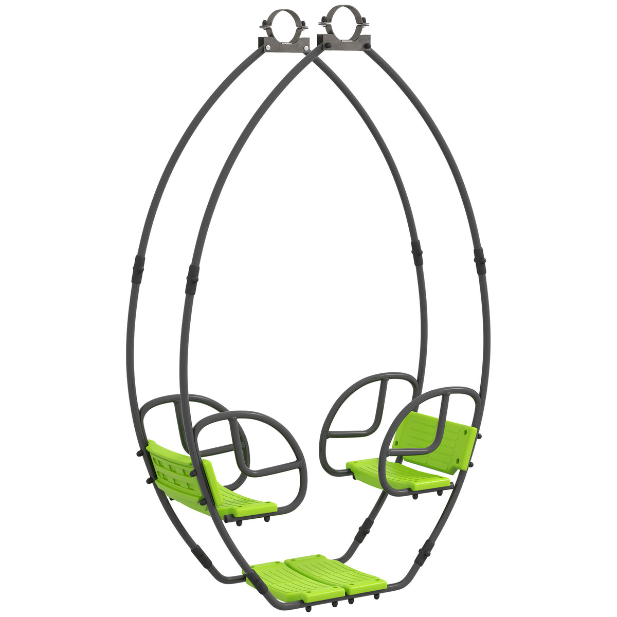 Balançoire pour enfants structure en métal avec poignée pour 2 enfants de 3 à 6 ans 110,5 x 40,5 x 180 cm vert