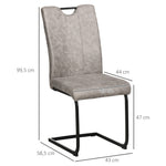 Lot de 4 chaises de salle à manger revêtement microfibre avec pieds luge en acier et poignée 43 x 58,5 x 99,5 cm marron