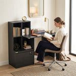 Bureau d'ordinateur avec bibliothèque 4 compartiments et tiroir verrouillable, 126 x 50 x 109 cm, noir