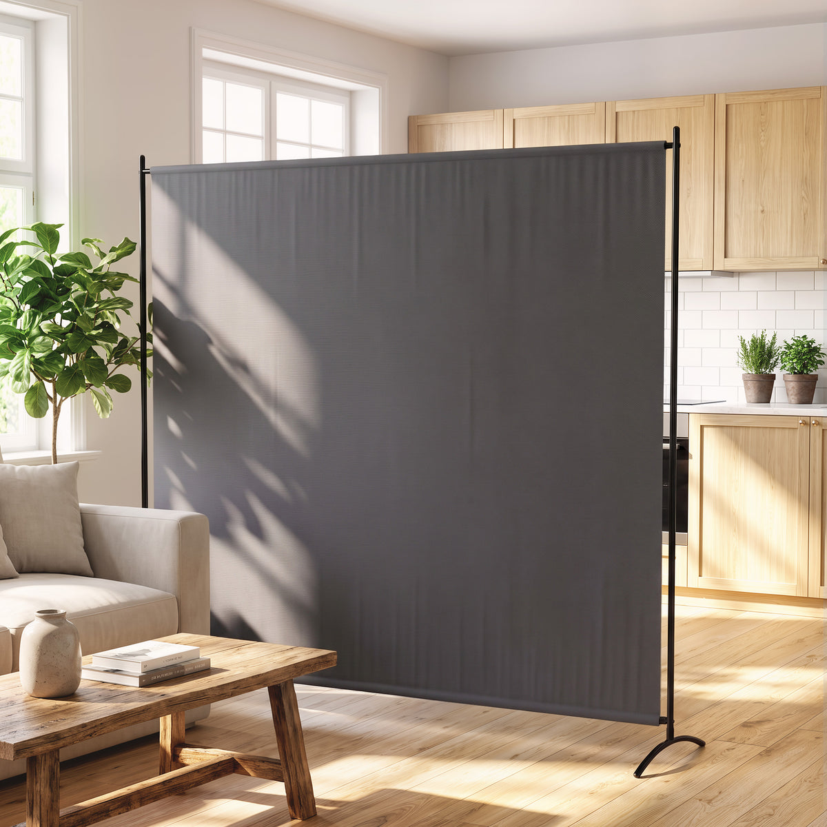 Paravent Extérieur à Panneau Unique, Séparateur de Pièce de 180H cm avec Protection UV30+, Gris Foncé