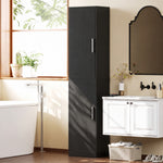 Colonna da bagno a 6 livelli, mobile contenitore stretto, 2 ante e 4 ripiani regolabili, 40x35x180cm, nero