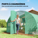 Serre tunnel de jardin 18m², serre de jardin tunnel avec porte et 12 fenêtres avec moustiquaires, 295x597x200cm, vert