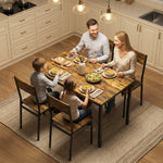 Ensemble table salle à manger avec 4 chaises, table de cuisine avec chaises 4 personnes, pieds en métal, brun rustique