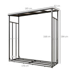 Abri-bûches range-bûche extérieur charge maximale 2000 kg avec housse de protection imperméable 185 x 62 x 184 cm noir