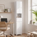 Badezimmerschrank, 2 Türen, Schublade, offenes Fach, verstellbare Einlegeböden, für Wohnzimmer, Schlafzimmer, 30x30x170cm, Weiß