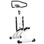Stepper avec guidon 12 niveaux de résistance réglables, écran LCD, 2 roues et pédales antidérapantes, blanc et noir