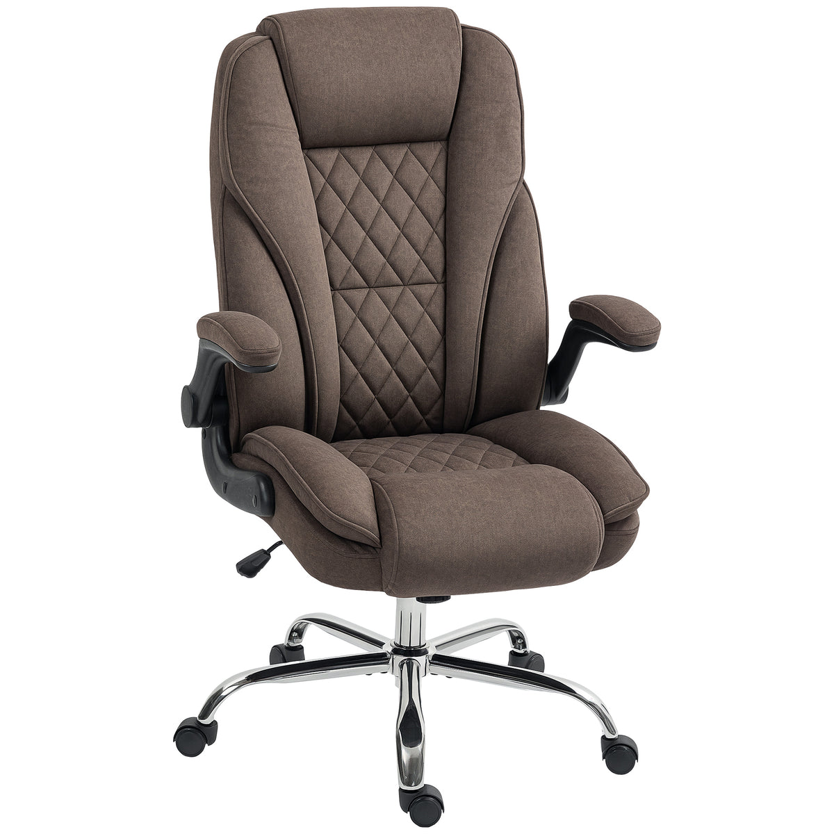 Fauteuil de bureau, chaise bureau ergonomique, hauteur réglable, accoudoirs relevables, 70 x 70 x 114-122 cm, marron