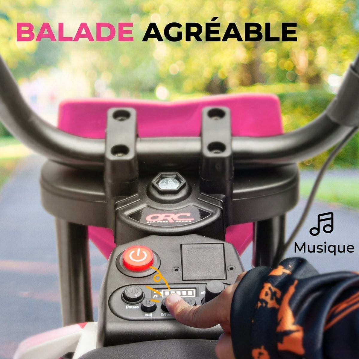 Moto électrique pour enfant moto cross pour enfants de 3 à 6 ans 2 moteurs 12V vitesse 5 km/h 109,5x60x72,5cm rose