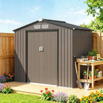 Abri de Jardin 2,77 m² cabane de jardin armoire de jardin Dim. 213L x 130l x 185H cm Porte coulissante Acier marron