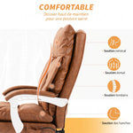 Chaise bureau ergonomique fauteuil de bureau en PU soutien lombaire gonflable dossier inclinable hauteur réglable marron