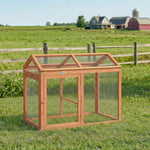Enclos Poulailler en Bois avec Perchoir et Doubles Portes, Poulailler modulable pour jardin 104 x 70,5 x 84 cm, Orange