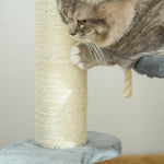 Arbre à chats 2 griffoirs grattoirs sisal naturel 3 plateformes corde à grimper dim. Ø 40 x 65H cm peluche haute densité 500 g/m² gris