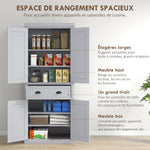 Armoire de cuisine buffet cuisine multi-rangements étagères réglables 4 portes grand tiroir 76,2 x 40,2 x 183 cm gris