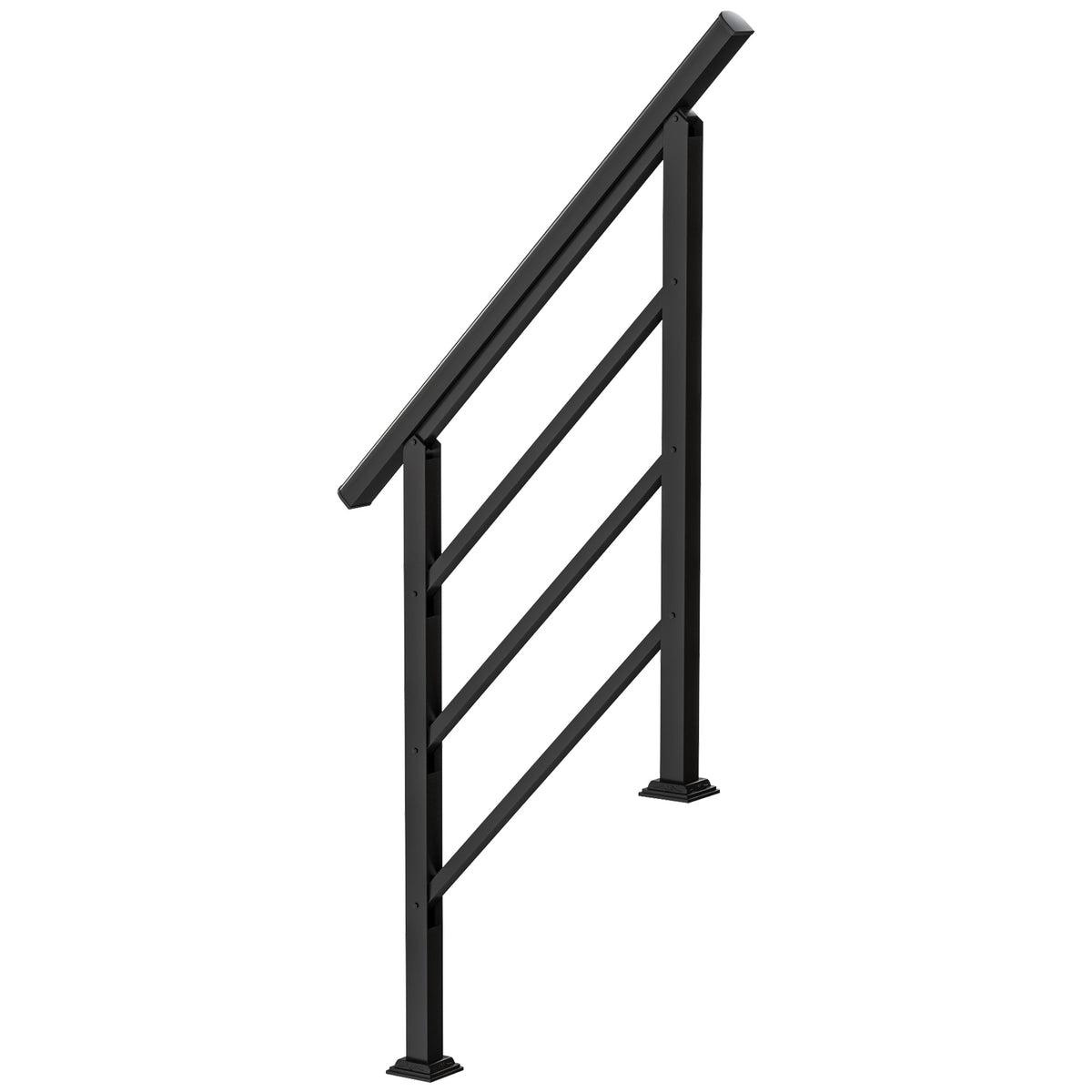 Outdoor Stair Railing for 1 to 3 Steps, Metal Stair Handrail with Installation Kit, Black