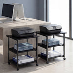 Support d'imprimante desserte de rangement 3 niveaux étagères mobile sur roulettes 50 x 50 x 52,5 cm