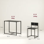 Ensemble table et chaises , table à manger 3 pièces avec 2 chaises encastrables, pour cuisine salon maison, noir