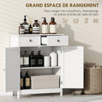 Meuble de salle de bain meuble de rangement 2 tiroirs placard double porte et étagère réglable 60 x 30 x 75 cm blanc