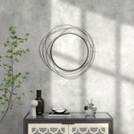 Espejo redondo de metal con perfil negro, decoración de estilo moderno, diámetro Φ65 cm