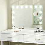 Miroir Maquillage Hollywood 58 x 48 cm, Miroir Coiffeuse LED, 15 Ampoules, 3 Modes d'Éclairage, Port USB de Charge