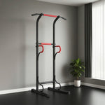 Station de musculation multifonctions barre de traction chaise romaine hauteur réglable acier noir rouge