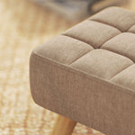 Repose pied salon ottoman siège rembourré en tissu avec pieds en bois 27 x 27 x 26 cm marron clair