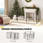 Dog playpen, 6-panel modular and foldable dog enclosure, portable steel with door 80 x 80 grey