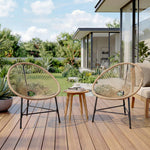 Lot de 2 Fauteuils de Jardin Acapulco Résine Tressée, Structure Triangulaire en Acier, Charge 120 kg, 72x68x81cm, Naturel
