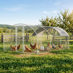 Grande recinto per pollaio 15,96 ㎡, parco recintato, tetto anti-UV, porta bloccabile, 2,8 x 5,7 x 1,97 m, argentato