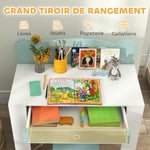 Bureau enfant avec chaise, table enfant et chaise avec tiroir et large plateau, 80 x 41 x 74,5 cm, vert