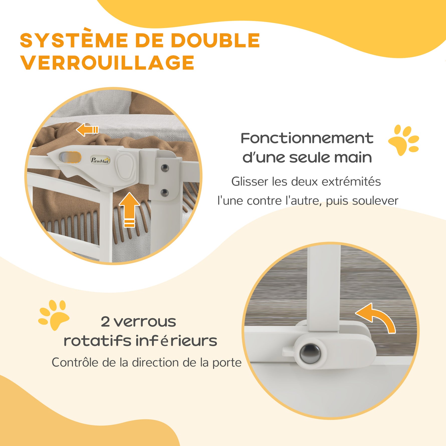 Barrière de sécurité animaux chien porte fermeture automatique sans perçage de 74 à 80 cm acier noir