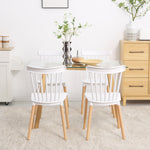 Lot de 4 chaises style scandinave dossier haut assise en polypropylène pieds en hêtre 48 x 52,5 x 83 cm blanc