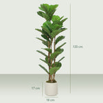 Plante artificielle intérieure 120 cm Figuier lyre arbre artificiel avec pot en plastique et tronc en bois massif, vert