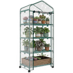 Serre de jardin avec étagères 4 niveaux, serre de balcon, bâche renforcée, châssis en acier, porte zippée, pour légumes plantes fleurs, intérieur et extérieur, 69 x 50 x 165 cm, transparent
