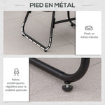 Fauteuil chaise de jardin avec repose-pieds en métal époxy et résine tressée aspect rotin avec coussins