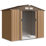 Abri de jardin 2,5 m² - remise pour outils avec kit de fondation - cabanon porte verrouillable - tôle d'acier ocre