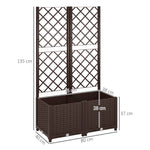 Jardinière avec treillis lit surélevé de jardin jardinière extérieure avec 6 trous de drainage 80 x 40 x 135 cm marron