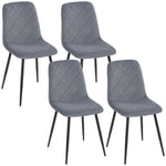 Lot de 4 chaises de salle à manger rembourrées avec dossier haut, pieds en acier et tissu effet velours, gris