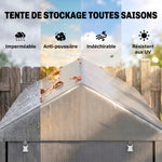 Capanno da giardino impermeabile con 2 scomparti, porta avvolgibile con cerniera, 120x179x165 cm, grigio chiaro