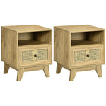 Lot de 2 tables de chevet  table de nuit avec tiroir porte cannage et niche vintage 45 x 39 x 56,5 cm