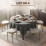 Lot de 4 Tabourets Empilables Ronds avec Assise Rembourrée, sans Dossier, Gain de Place, 45 x 45 x 47,5 cm, Marron Cair