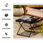Table basse pliable de jardin style cosy chic dim. 40L x 40l x 40H cm acier résine tressée imitation rotin marron