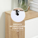 Meuble de salle de bain, meuble de rangement, tiroir et placard double porte, 60x30x90cm, blanc et effet bois naturel