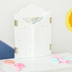 Coiffeuse Enfant avec Tabouret, Coiffeuse Bureau 2 en 1 Miroir triptyque et tiroir Coulissant Blanc Acrylique