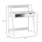 Bureau secrétaire Bureau Informatique Style néo-rétro tiroir Niche étagère métal Blanc