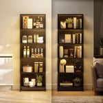 Bibliothèque étagère de rangement à 5 niveaux avec éclairage LED 7 couleurs, structure en acier, 60 x 30 x 179 cm, noir