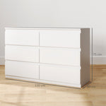 Commode 6 tiroirs meuble de rangement sans poignées design minimaliste 120 x 39 x 75 cm blanc