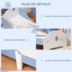 Lit pour enfants de 3 à 6 ans design étoiles sommier à lattes inclus chambre moderne 143 x 74 x 59 cm bleu blanc